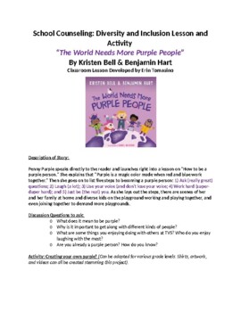 Preview of Diversity and Inclusion School Counseling Lesson: "Be a Purple Person!"
