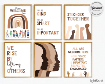 Preview of Diversity poster bundle print set, inclusive classroom decor, Set of 6 posters