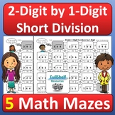 Divide 2-Digits by 1-Digit Short Division Math Mazes Puzzl