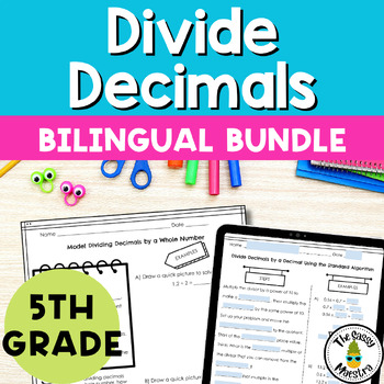 Preview of Divide Decimals Guided Notes in Spanish & English Bilingual Bundle