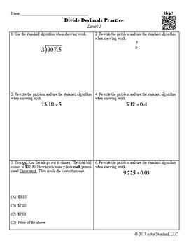 Preview of Divide Decimals Practice: Distance Learning Enhanced