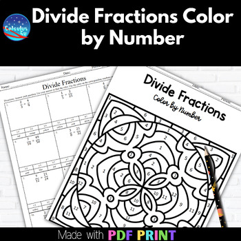 Preview of Divide Fractions Color by Number | Print Activity