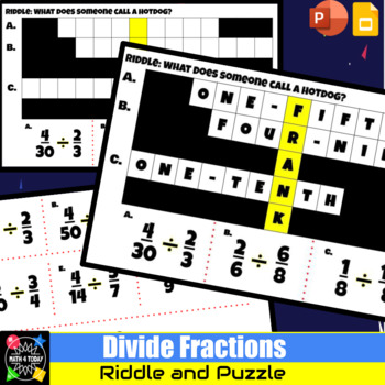 Preview of Divide Fractions Puzzle - Riddle - DIGITAL- GoogleSlides/PowerPoint