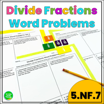 Preview of Divide Fractions Word Problems Worksheets