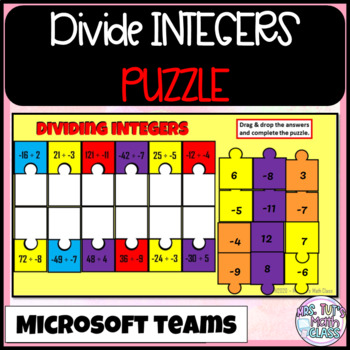 Preview of Divide Integers Puzzle Microsoft TEAMS