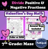 Divide Positive & Negative Fractions Maze | Valentine Math