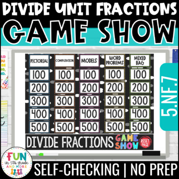 Preview of Divide Unit Fractions Game 5th Grade Math Test Prep Review Game | 5.NF.7