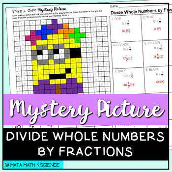 Preview of Divide Whole Numbers by Fractions: Math Mystery Picture