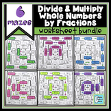 Divide Multiply Whole Numbers by Fractions Worksheet Bundle | Distance Learning