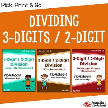 Preview of 5th 6th Grade Long Division 2 Digit Divisors Worksheets, 3 By 2 Digit Division