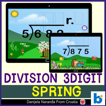 Preview of Dividing 3 digit by 1 digit division Spring Time MATH Bundle Boom ™ Cards