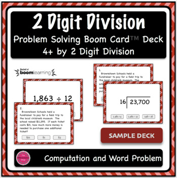 Preview of Dividing 4+ by 2 Digits Sample Boom Card Deck