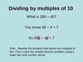 Dividing By Multiples of 10 Instructional PowerPoint