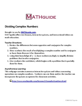 Preview of Dividing Complex Numbers