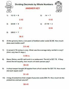 dividing decimals by whole numbers and divide by decimals bundle