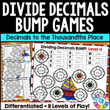 dividing decimals games no prep 5th 6th grade math centers 5 nbt 7 6 ns 3