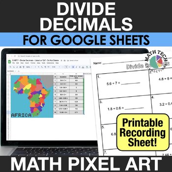 Preview of Dividing Decimals 5th Grade Digital Math Pixel Art Center Review 5.NBT.7