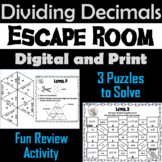 Dividing Decimals Activity: Escape Room Math Breakout Game