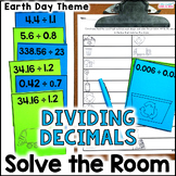 Dividing Decimals Activity - Solve the Room -  Earth Day M
