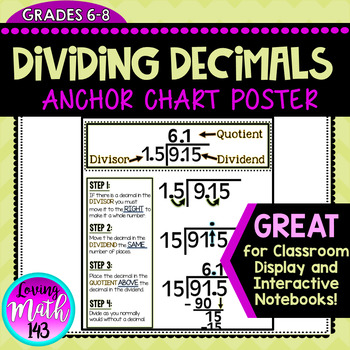 Preview of Dividing Decimals Anchor Chart Poster
