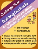 Dividing Decimals Challenge Math Freebie