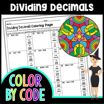 Preview of Dividing Decimals Color By Code | Math Color By Number