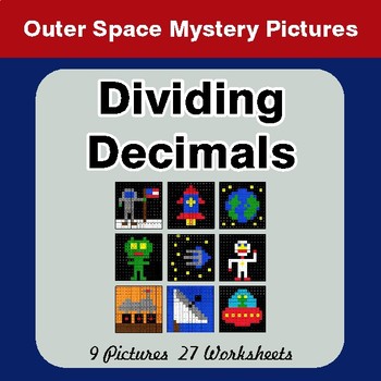 Dividing Decimals - Color-By-Number Math Mystery Pictures - Space theme