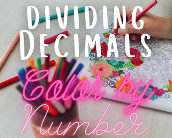 Preview of Dividing Decimals Color by Number FREEBIE