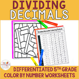 Dividing Decimals Color by Number Activities | 5.NBT.7