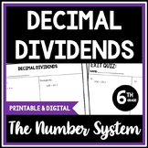 6th Grade Dividing Decimals. Decimal Dividends, Lesson Pac