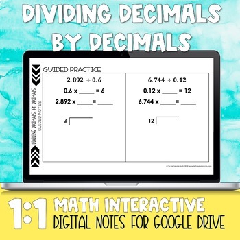 Preview of Dividing Decimals Digital Notes