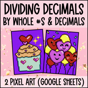 Preview of Dividing Decimals Digital Pixel Art | Decimal Long Division Google Sheets