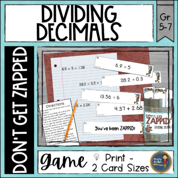 Preview of Dividing Decimals Don't Get ZAPPED Partner Math Game - Math Center & Review
