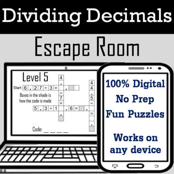 Preview of Dividing Decimals Activity: Digital Escape Room (Virtual Math Breakout Game)