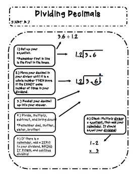 Preview of Dividing Decimals Interactive Notes