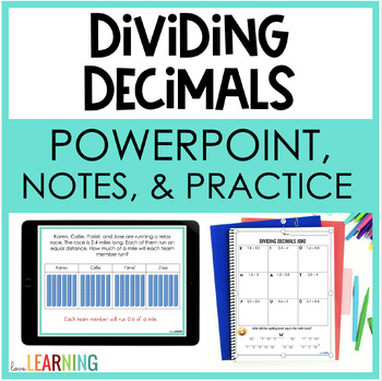 Preview of Dividing Decimals Lesson and Google Slides™ Notes and Worksheet Activities