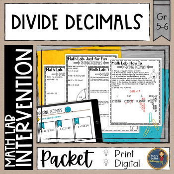 Preview of Dividing Decimals Math Activities Lab - Math Intervention - Sub Plans