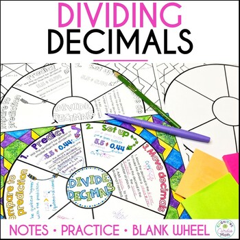 Preview of Dividing Decimals Guided Notes: Doodle Math Wheel for Decimal Division
