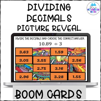 Preview of Dividing  Decimals Picture Reveal Boom Cards--Digital Task Cards