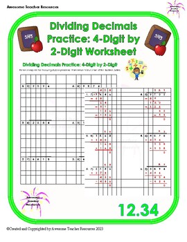 Preview of Dividing Decimals Practice: 4-Digit by 2-Digit Worksheet