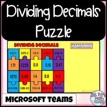Preview of Dividing Decimals Puzzle Microsoft TEAMS Activity