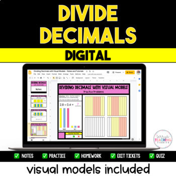 Preview of Dividing Decimals - Visual Models Included - Digital