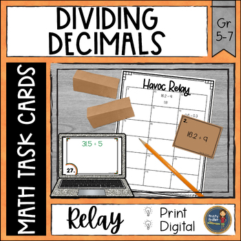 Preview of Dividing Decimals Task Cards Havoc Math Relay