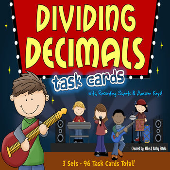 Preview of Dividing Decimals Task Cards {Multiple Choice, Standard Form and Word Form}
