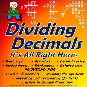 Preview of Dividing Decimals Unit: Division w/ Rounding, Repeating Quotients, Word Problems