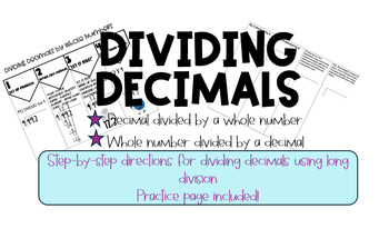Preview of Dividing Decimals | Whole number by decimal and decimal by decimal