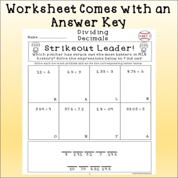 dividing decimals worksheet fifth grade baseball riddle 5 nbt 7