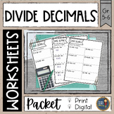 Dividing Decimals Worksheets Distance Learning Math
