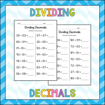 dividing decimals assessment worksheets teachers pay teachers