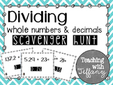 Dividing Decimals and Whole Numbers Scavenger Hunt TEKS 5.